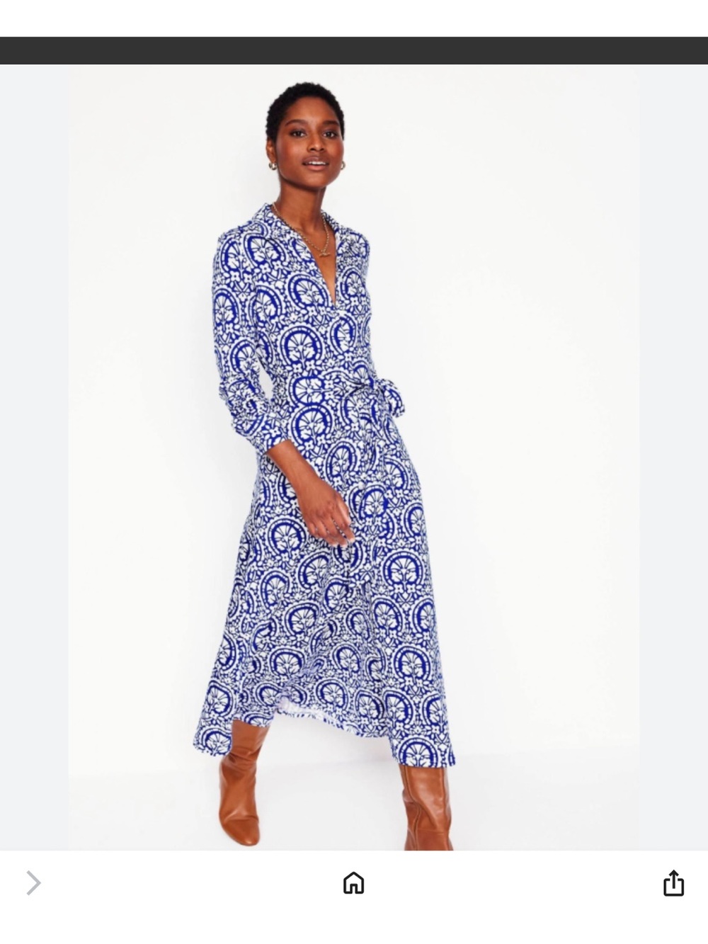 Boden Blue and White Printed midi Dress